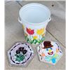 Image 3 : Vintage Floral Trash Can (23"Tall), Mosaic Hexagonal Pansy & Clown Stepping Stones (16.5"x16.5")