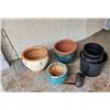 Image 2 : Lg Clay Pots (13"x15"), Small Clay Pot (8"x11"), Small Silver Trellis, Assorted Plastic Flower Pots