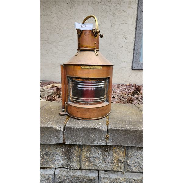 RARE Vintage William Harvie Copper Ship Lantern - Bow.Port.Patt.23 - 19" Tall