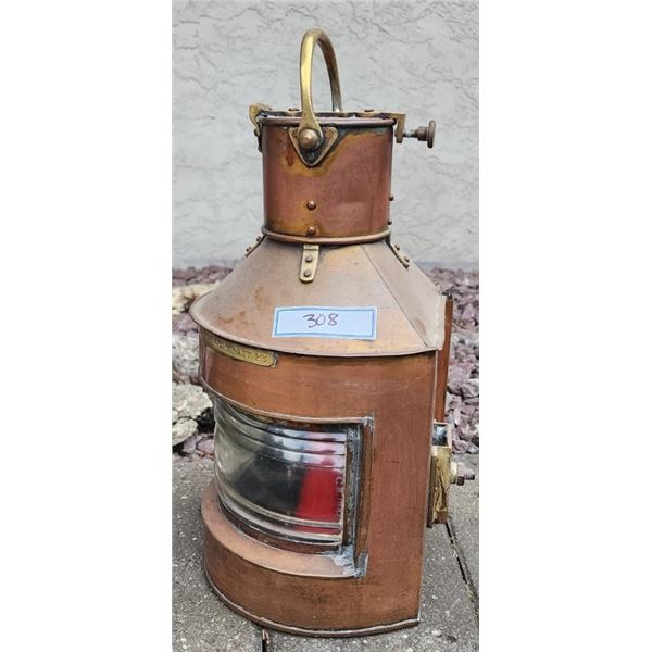 RARE Vintage William Harvie Copper Ship Lantern - Bow.Port.Patt.23