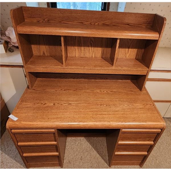 6 Drawer Desk with Book Shelf - 47.5 x 24" Depth, 29" Height (Desk)