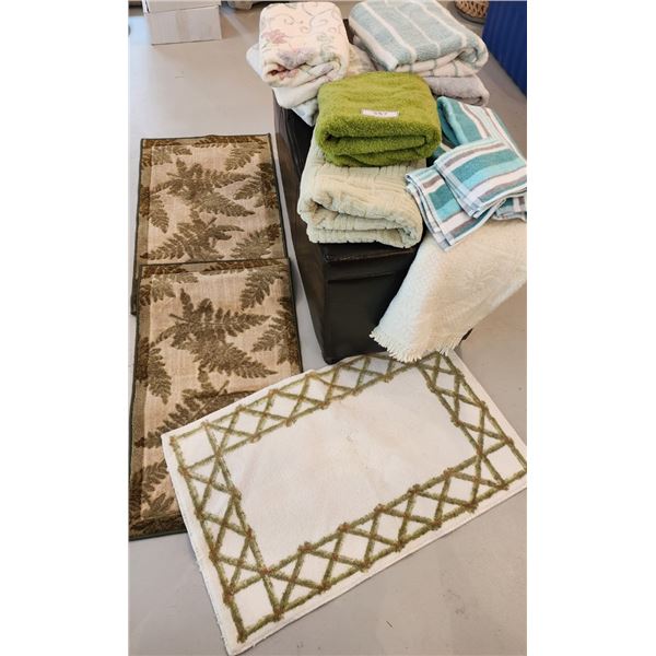 3 Area Rugs, Assorted Bath & Hand Towels, Facecloths, Blanket