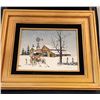 Image 2 : Vintage Framed Winter Country Side Oil Painting on Canvas by C. Carson - Framed 14"x16"