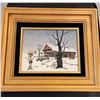 Image 3 : Vintage Framed Winter Country Side Oil Painting on Canvas by C. Carson - Framed 14"x16"