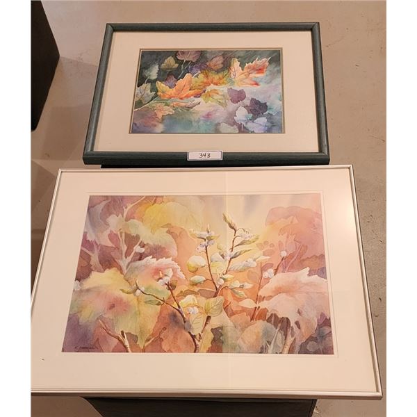 Watercolors "Snow Berries" (20"x25") & "Autumn Fire" (17"x21") by Karen Arrowsmith