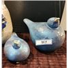 Image 3 : Pottery Sitting Blue Birds, Vintage Handmade Pottery Vase,Chickadee& Babies Perched on Shoe Figurine