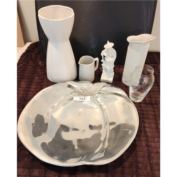 Vintage Mariposa Serving Tray, Vintage Porcelain Figurine, Vases, Medalta Creamer