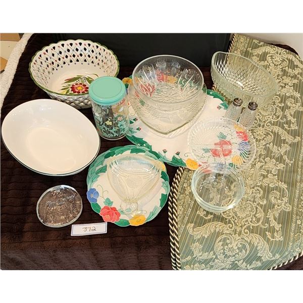 Pfaltzgraff, Vintage, Hand Painted, Glass, Dartington Glass, Handmade Fine Linens, Doilies