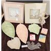 Image 1 : Handcrafted Framed Shell Art, Hand Painted Leaf Dishes, Porcelain Dancer, Glass Dove, Tiny Books