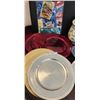 Image 2 : 12 Piece Dinnerware Set, Tablecloth, Candles, Charger Plates, Hand Painted Ceramic Container