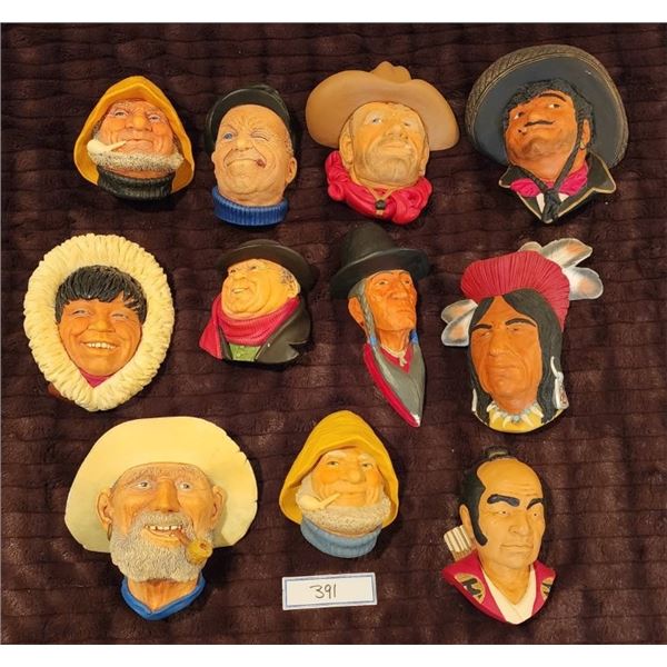 Vintage 1967 Bosson Chalkware Heads