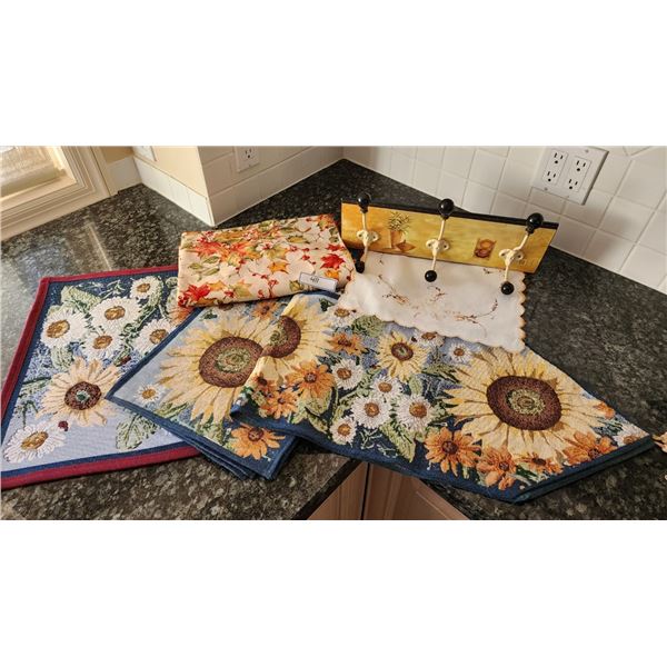 Sunflower Table Runner, Placemats, Carpet, Farmhouse Wall Hook Rack, Leaf Tablecloth