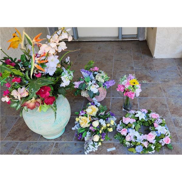 21" Vase with Silk Plants - Birds of Paradise, Centerpiece, Wreath, Collection of Gourds