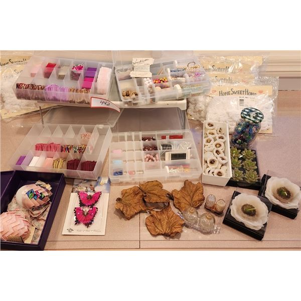 Beading Supplies, Quilting Eggs with Material, Lace, Flower Candles, Leaves, Plastic Containers