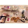 Image 1 : Beading Supplies, Quilting Eggs with Material, Lace, Flower Candles, Leaves, Plastic Containers