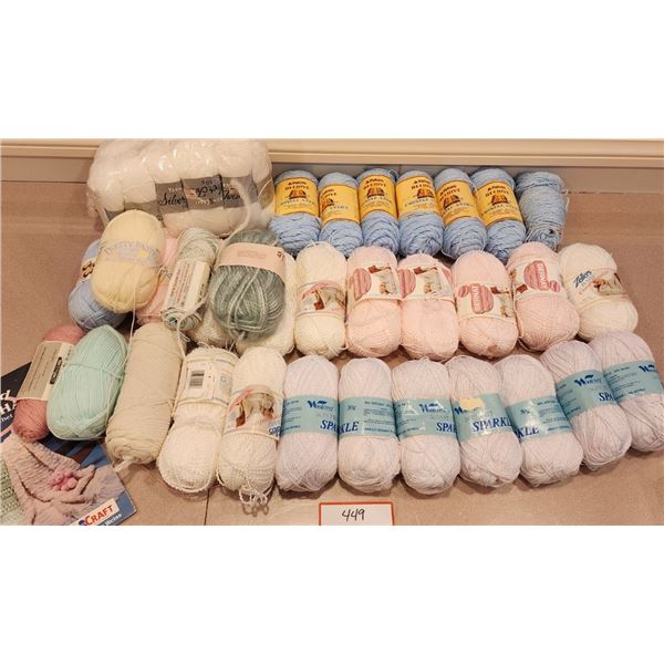 Large Lot of Baby Yarn & Book