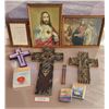 Image 1 : Spiritual Antique Art (see description), Crosses, Blessing Plaque, Small Books