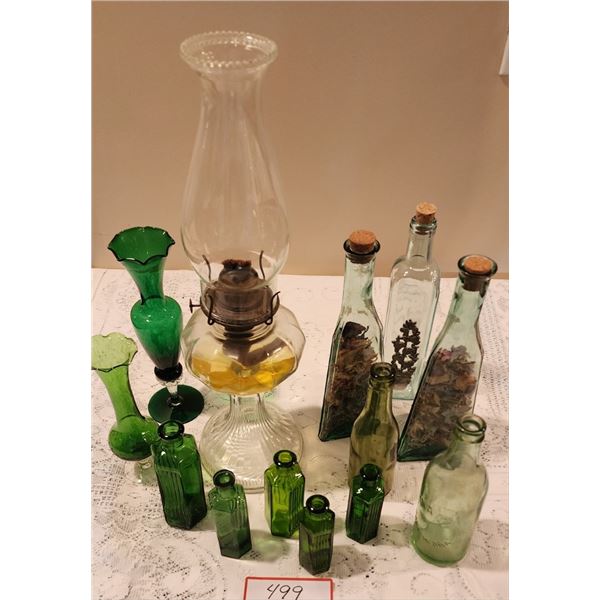 Vintage Kerosene Oil Lamp, Vintage Emerald Green Glass Bottles, Vases & Other Glass
