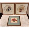 Image 1 : Cross Stitch Framed Fairies (16"x 15") , Vintage Framed Petit Point Flowers (12"x 13")