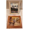Image 1 : French Marketplace Oil Painting on Canvas, & The 3 Sisters by Sal tiel (both 12.5"x 10.5")
