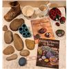 Image 1 : Painting on Rocks Books, Lady Bug Trio on Rocks, Rocks, Vintage Ceramic Boot, Pot, Watering Can