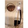 Image 1 : Handmade Off-White Afghan, Wicker Basket, Vintage Lamp