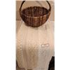Image 2 : Handmade Off-White Afghan, Wicker Basket, Vintage Lamp