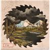 Image 2 : Hand Painted Saw Blade (19" Diameter), Mountain Scenery Painting, Cast Iron Pot