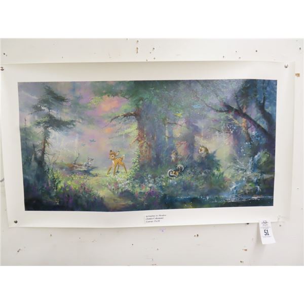 Disney Unframed Wall Art Spring Time In Meadow Bambi Signed Coleman 152/295