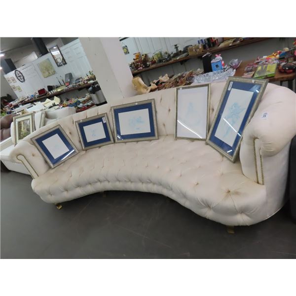 Bone Cloth Tufted Rounded Large Sofa