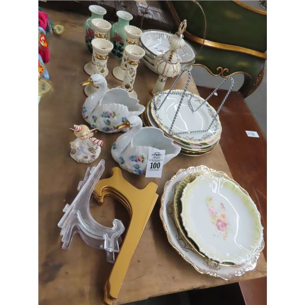 Lenox Candlesticks, Porcelain Swans, Vases, Dishes, Easels
