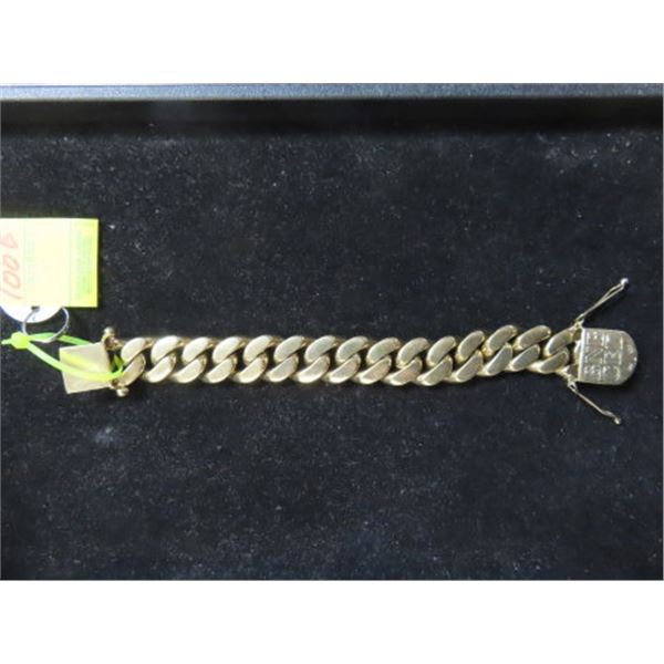 10K "VIP"  Plum Gold Curl Link Bracelet  8"  212g