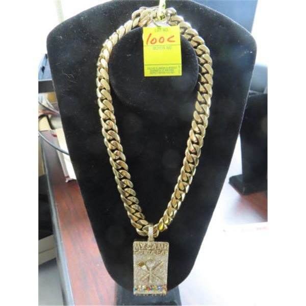 10K "VIP"  Plum Gold Curl Link Chain & Diamond Cluster Pendant Last Supper 484g