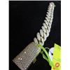 Image 2 : 14K Iced Out Curl Link Gold Bracelet  8.25"  Approx.  16ct Diamonds 223g