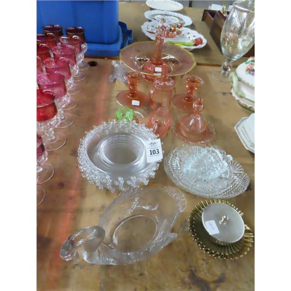 Crystal Bowls, Depression Glass, Swan Bowl
