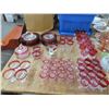 Image 1 : Large Lot of Red Trim Glassware/Dishes