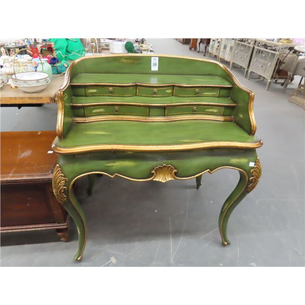 Green/Gold Trim Queen Anne Desk