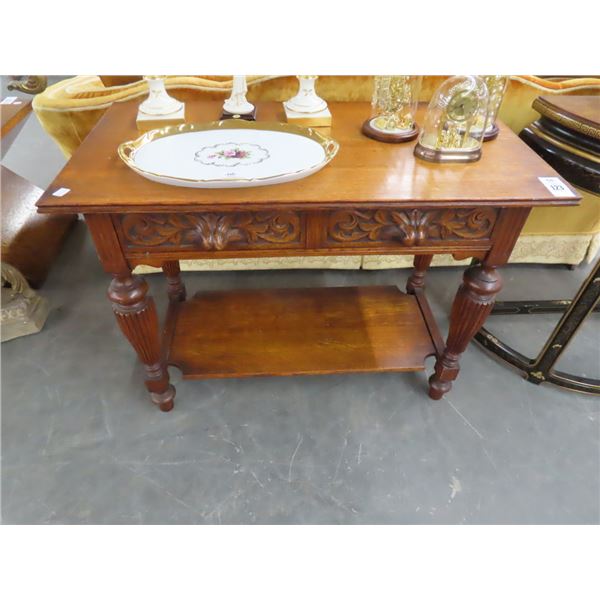Antique Cared Hall Table w/2 Drawers