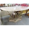 Image 1 : Ornate Stone Top Iron Base Half Moon Hall Table