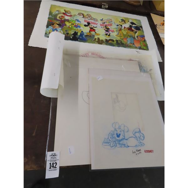 Asst. Unframed Disney Collector Artwork/Sketches