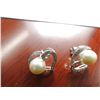 Image 4 : 18K WG Cultured Pearl and Diamond Earrings w/56 Round Cut Diamonds.