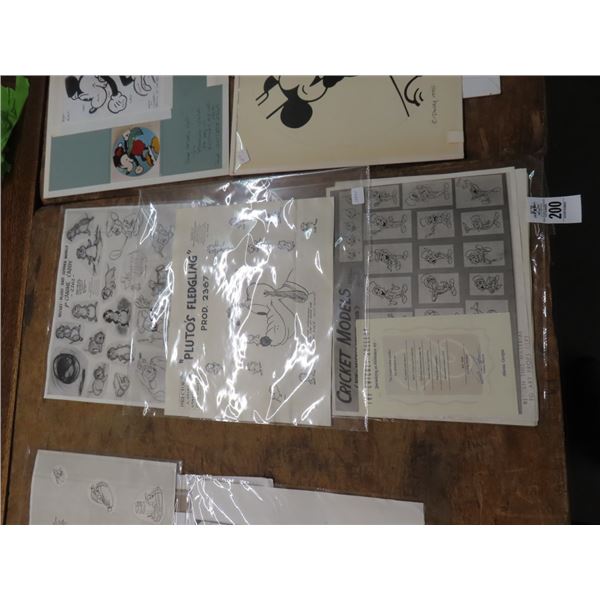 Unframed Disney Cartoons Pluto/Mickey/Cricket/Others