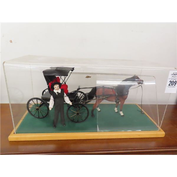 Horse Drawn Carriage Figurine In Shadow Box Display