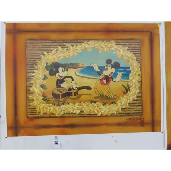 Vintage Mickey/Minnie Unframed Wall Art Signed Carlton Hawaii 90/195