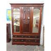 Image 1 : Mahogany/Burl Mirrored Wardrobe Cabinet
