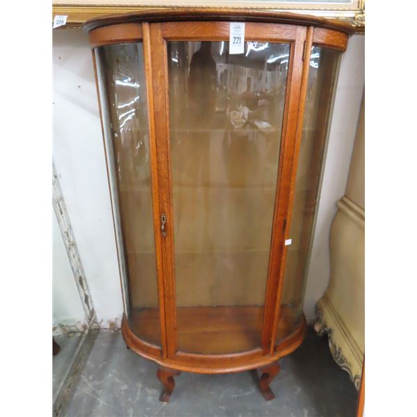 Queen Anne Tiger Oak Bow Front Curio