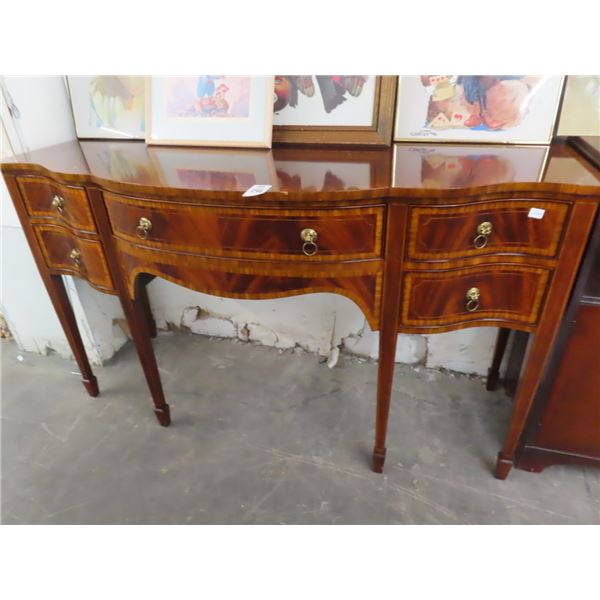 Ornate Burl Cast Trim Hall Cabinet
