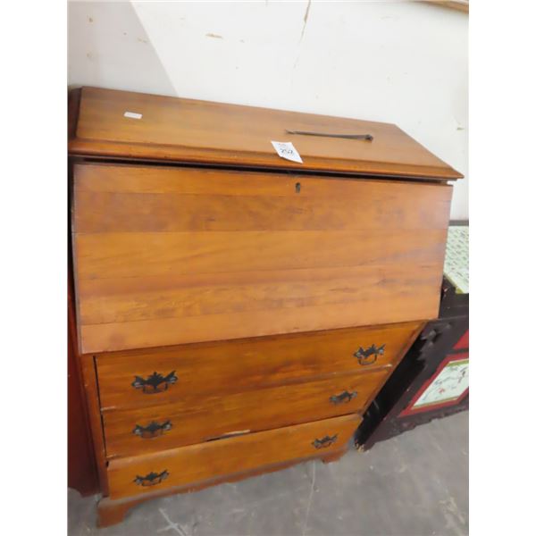 Oak Drop Front Desk (Some Damage)