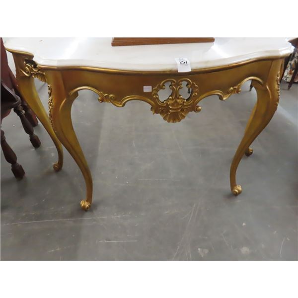 Queen Anne Gold Guild Marble Top Hall Table