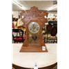 Image 1 : Carved Oak Mission Style Mantle Clock w/Shore Birds Etched
